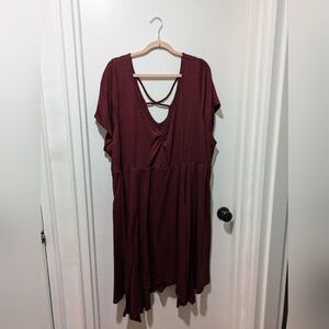 Torrid Cranberry Strappy Shark Bite Hem Dress